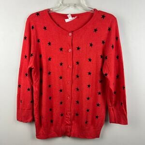 Nordstrom 1901 Lightweight Red Star Cardigan Sweater